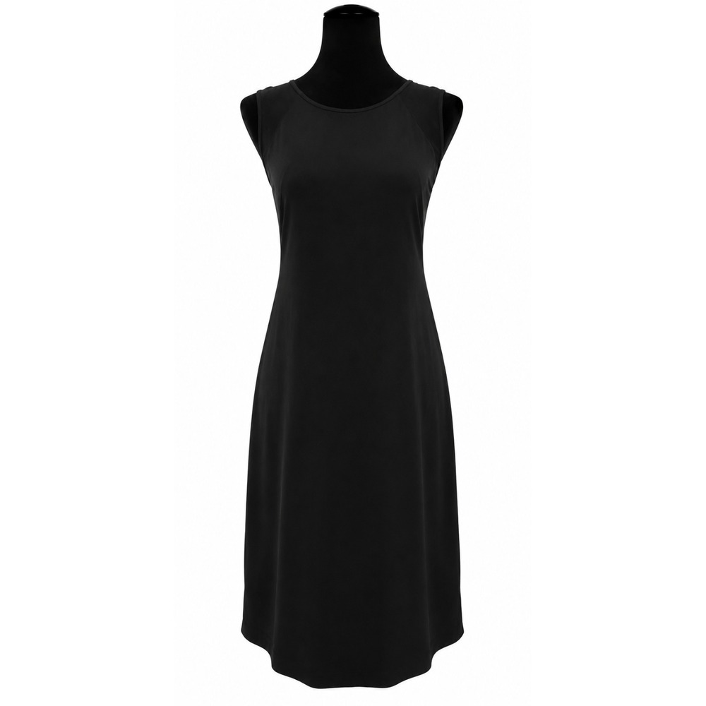Eileen Fisher Womens Pullover Sheer Cap Sleeve Sheath Dress Small Black Silk